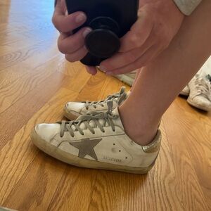 Golden Goose Superstar sneaker with silver heel size 37